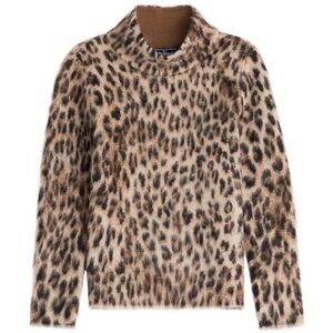 Salvatore Ferragamo Brown, Black & Cream Leopard Knit Sweater